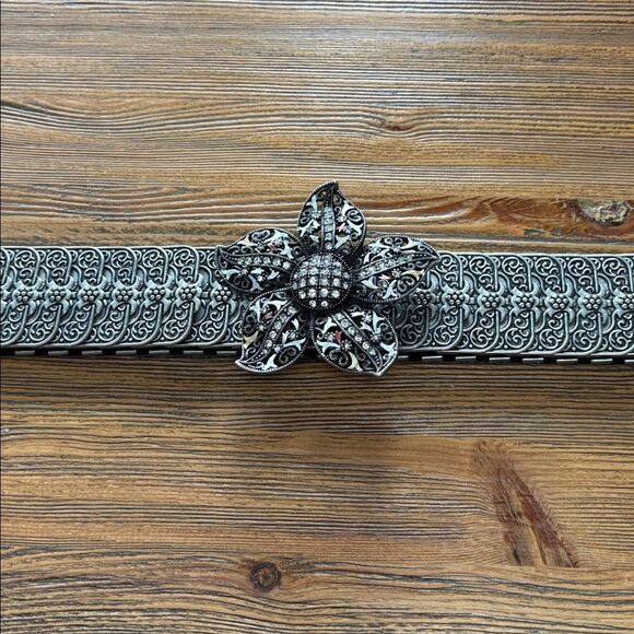 Vintage Silver Stretch Elegant rhinestone, Floral Buckle Belt main image 11